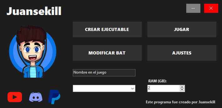 Interfaz de JuanseCraft